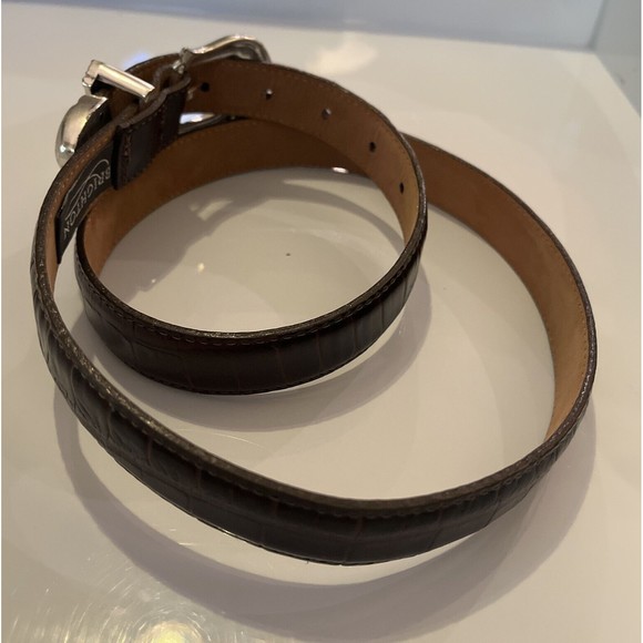 Brighton Ladies L 24507 Croc Alligator Stamp Sz LG  Brown & Silver Leather Belt - Picture 4 of 10
